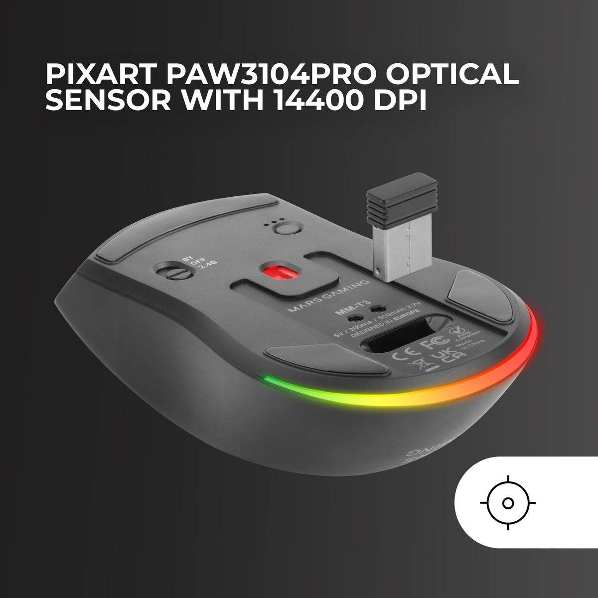 Ratón Gaming Mars Gaming MMT3 Negro