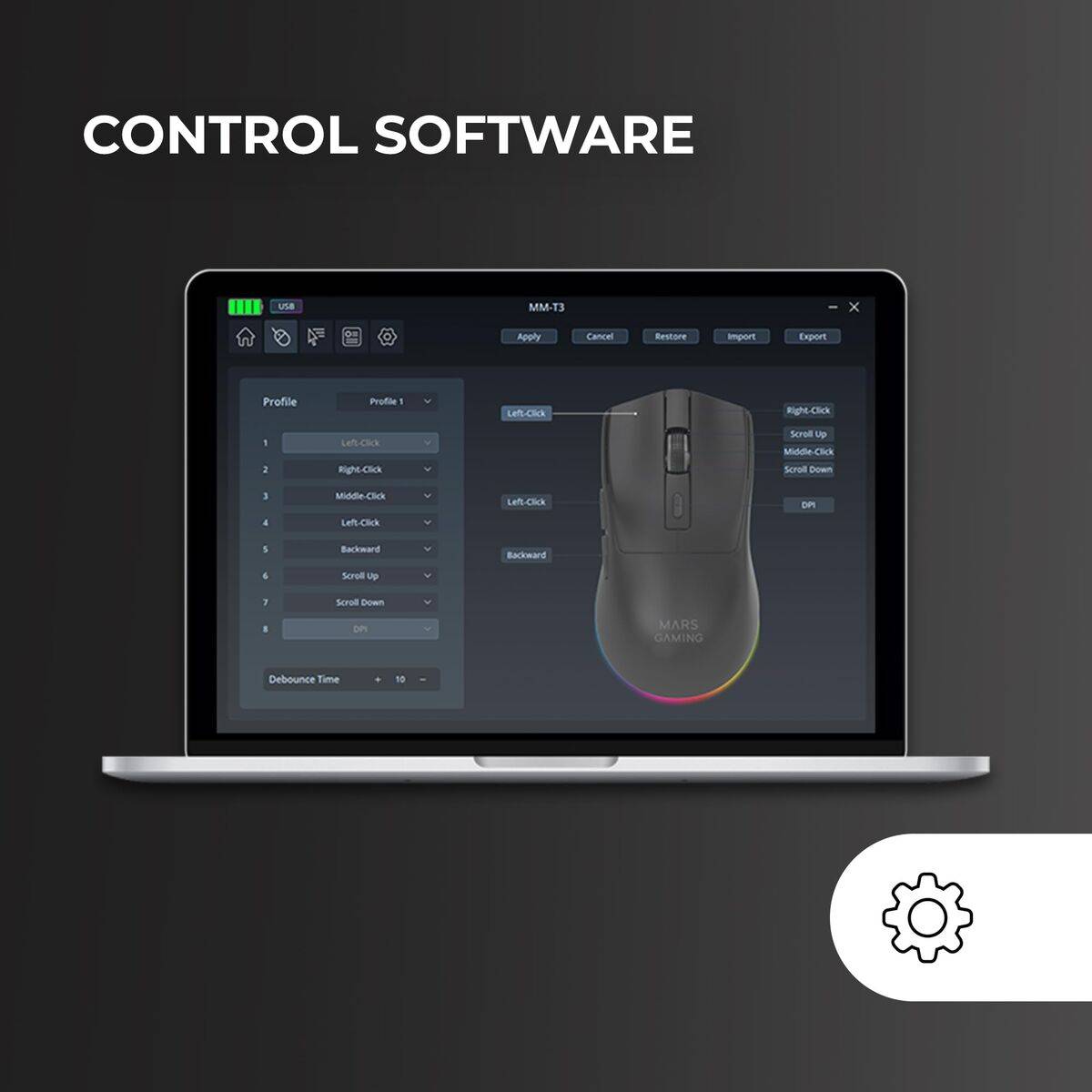 Ratón Gaming Mars Gaming MMT3 Negro