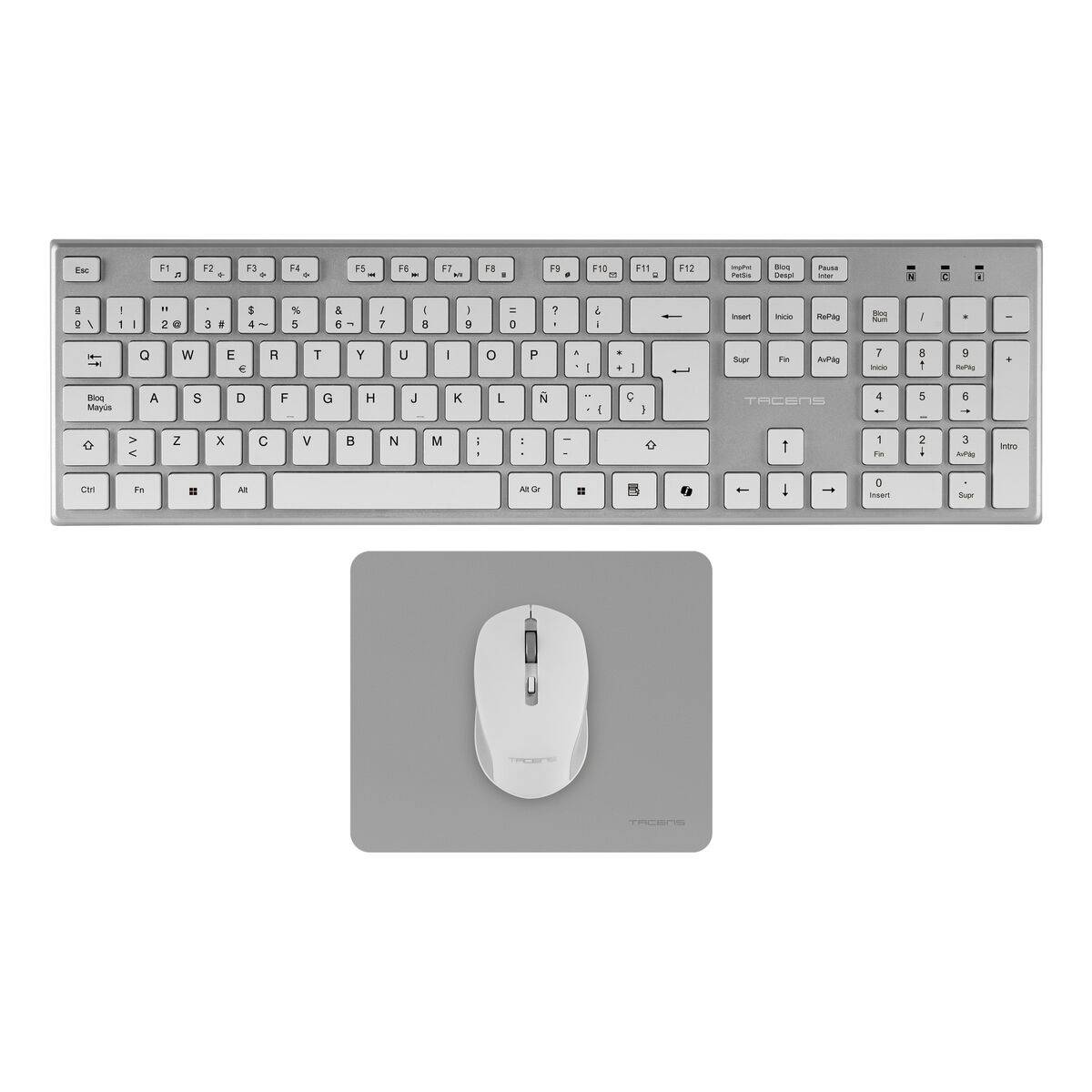 Teclado y Ratón Tacens 6ZENITHWES Blanco Qwerty Español (3 Unidades)
