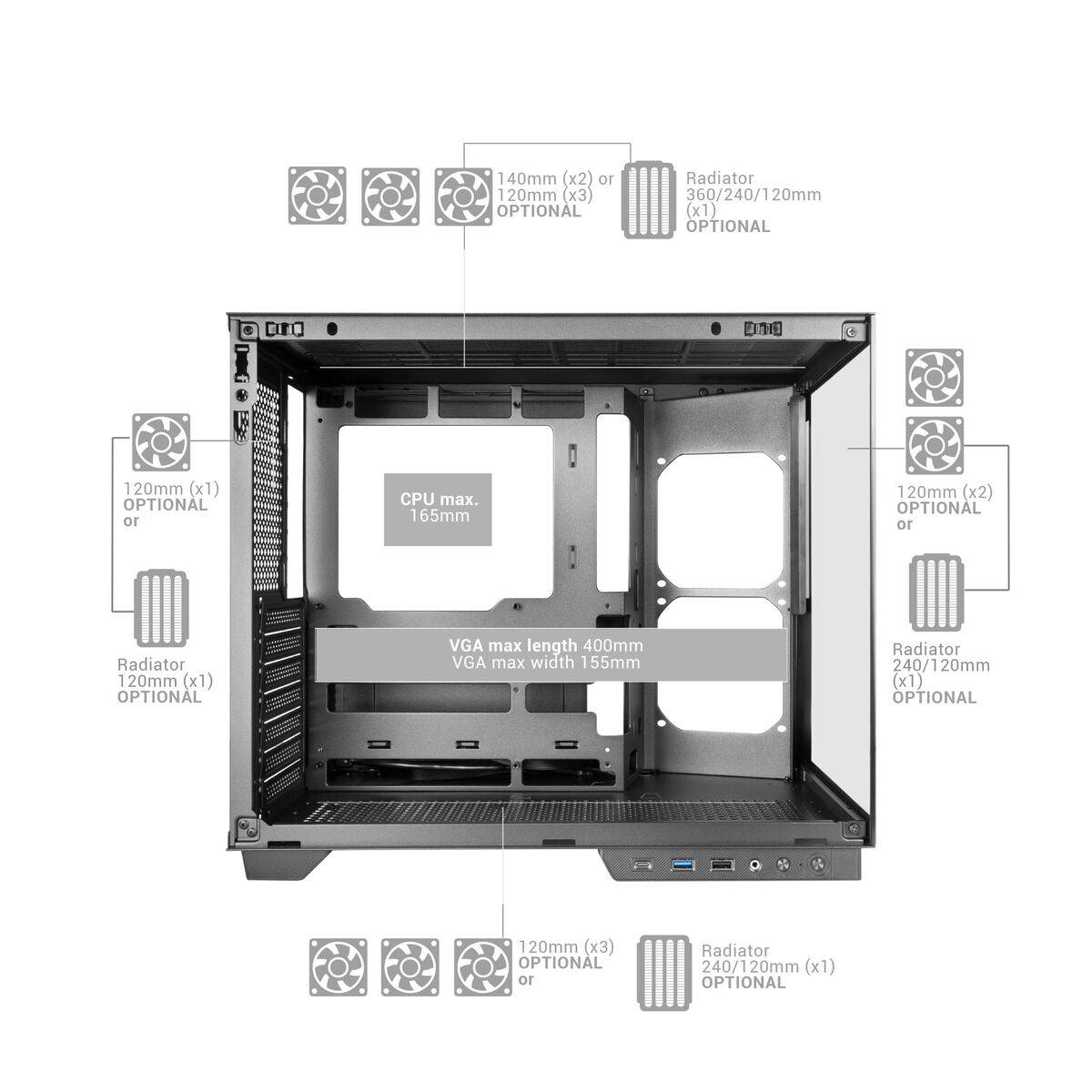 Caja Semitorre ATX Mars Gaming MCMIRAGEW Blanco