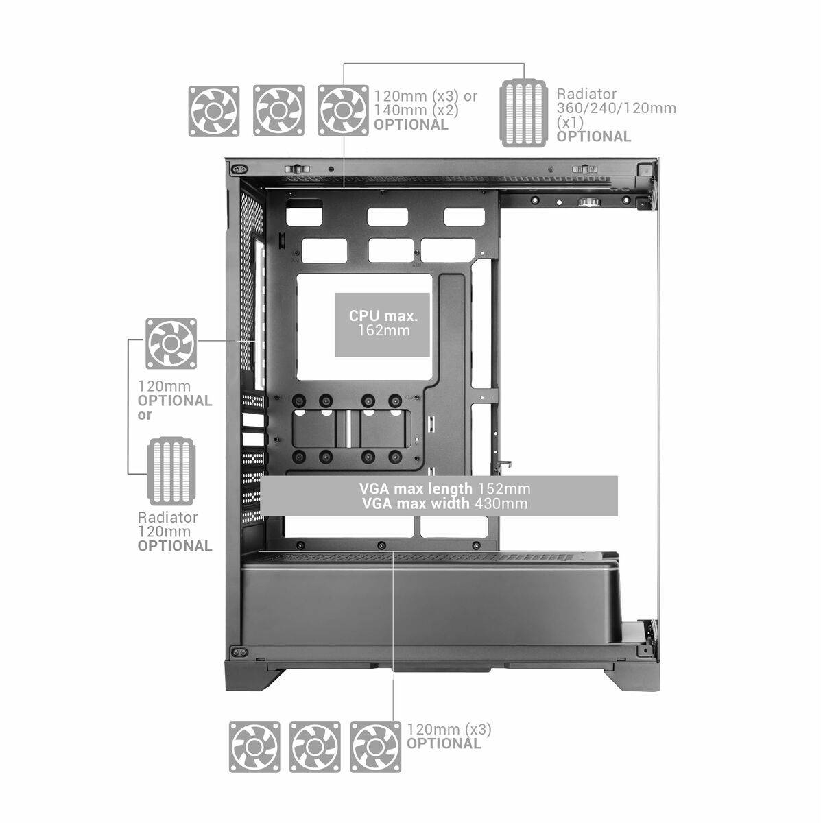 Caja Semitorre ATX Mars Gaming MCPRISMAW Blanco