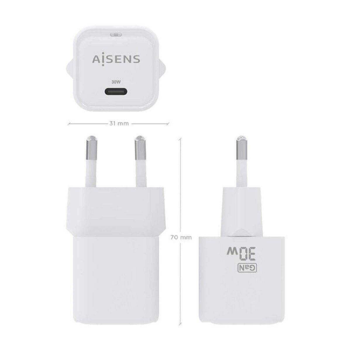 Cargador de Pared Aisens ASCH-30W1P018-W Blanco Multicolor 30 W