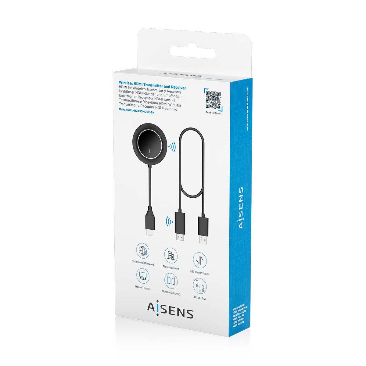 Cable HDMI Aisens ASWL-H2K30M002-BK Negro