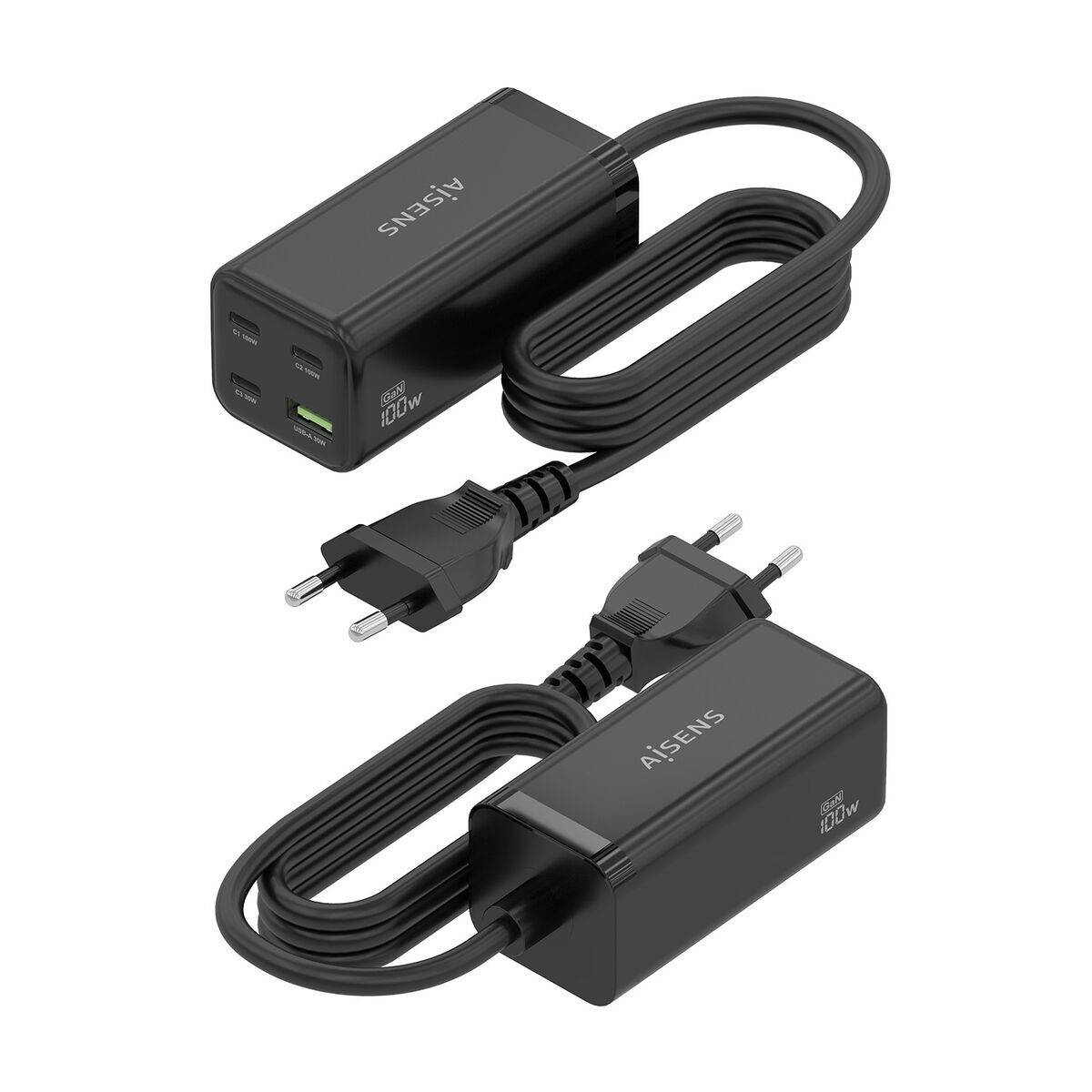 Cargador de Pared Aisens GAN Negro 100 W