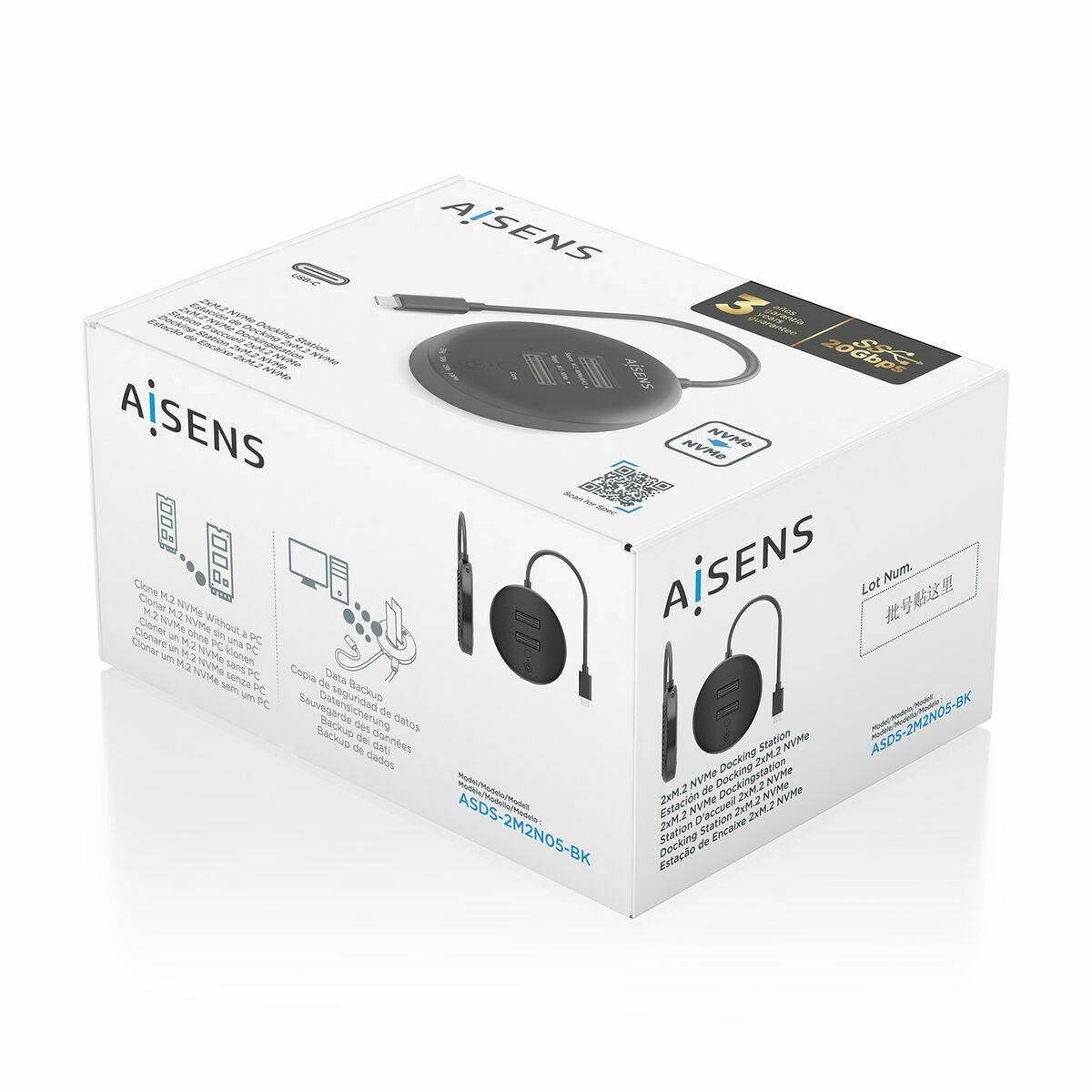Base de carga Aisens DOUBLE BAY Negro 50 W