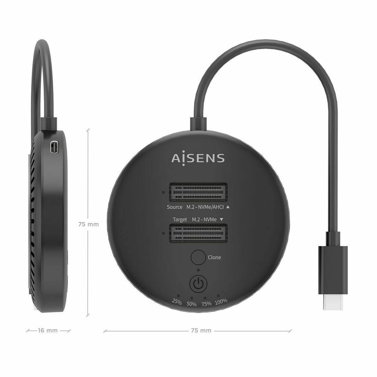 Base de carga Aisens DOUBLE BAY Negro 50 W