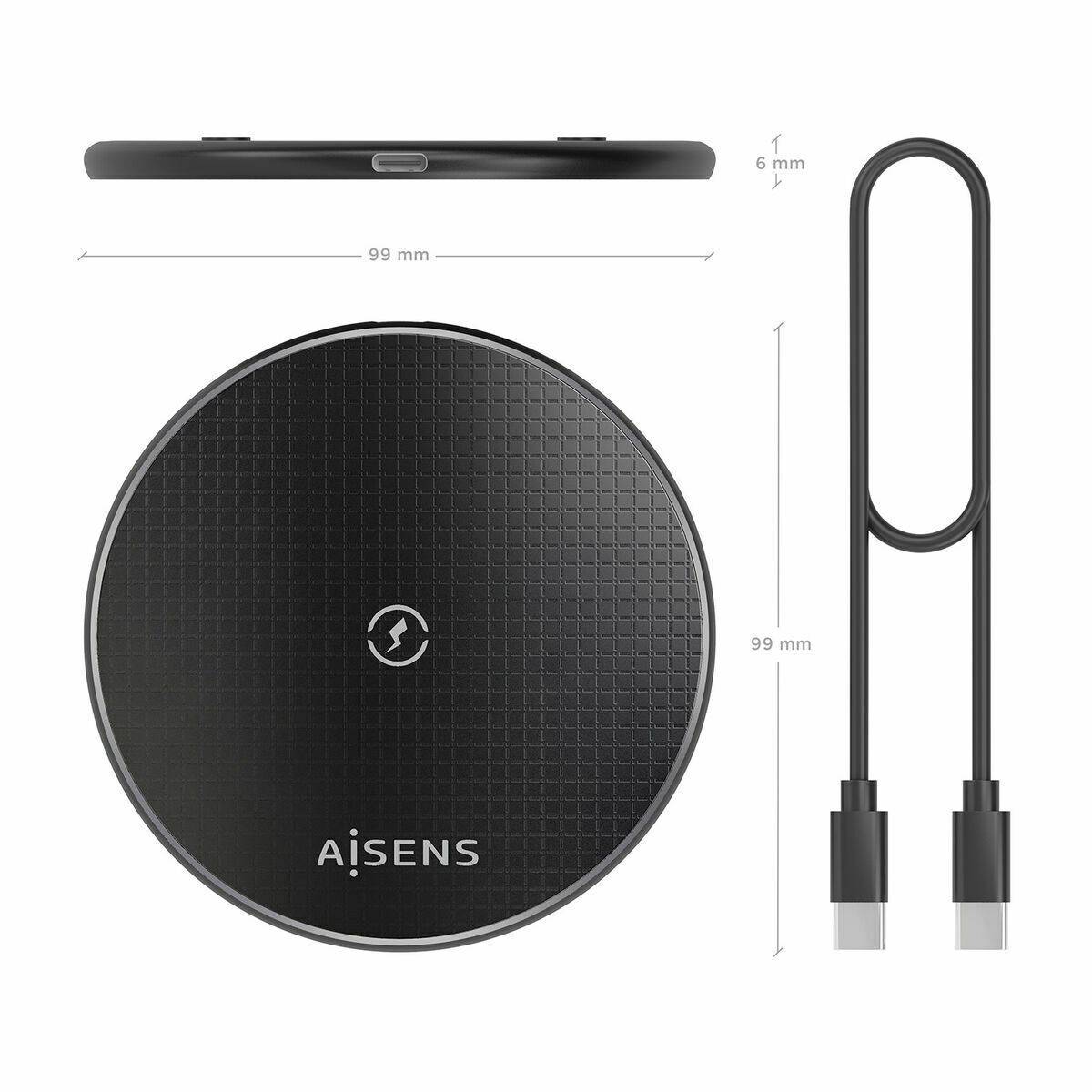 Cargador Inalámbrico Aisens ASCH-15W1WC058-BK