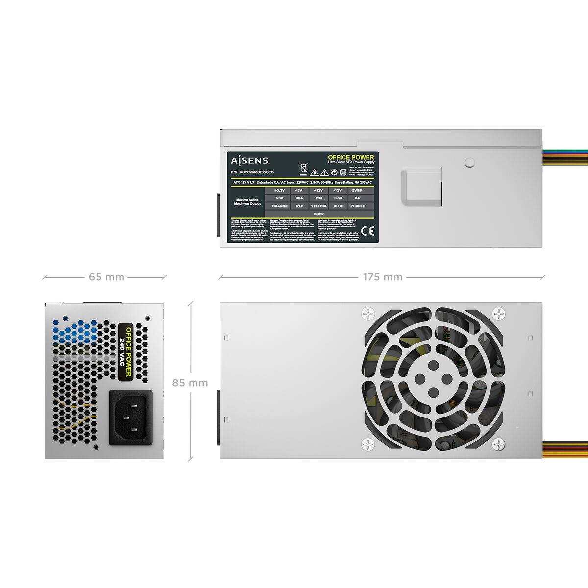 Fuente de Alimentación Aisens ASPC-500TFX-SEO 500 W 50 W