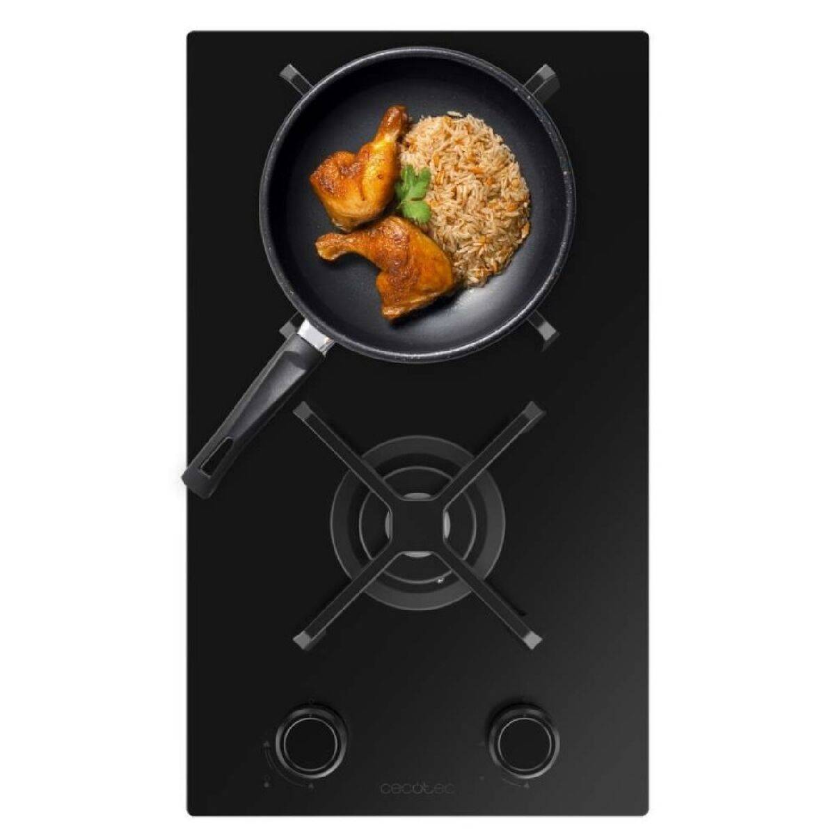 Cecotec Placa de Gas Bolero Squad G 2400S Nano Glass 2 Fuegos 5200W Hierro Fundido Negro