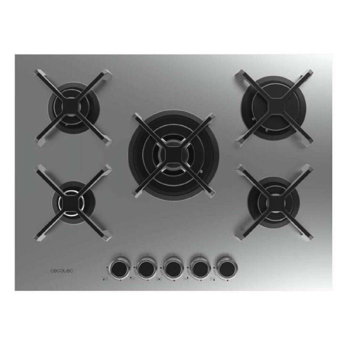 Cecotec Placa de gas 5 fuegos Bolero Squad G 5400S 10400W inox WOK encendido seguro