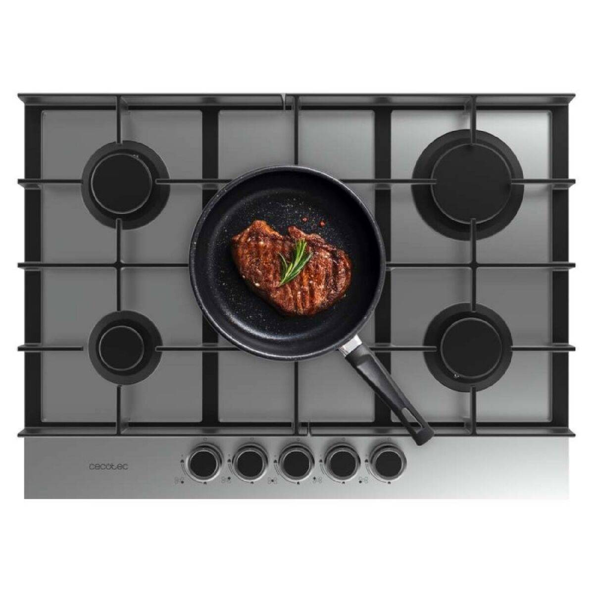 Cecotec Placa de gas Bolero Squad G 5400F 5 fuegos 10400W acero inox hierro fundido