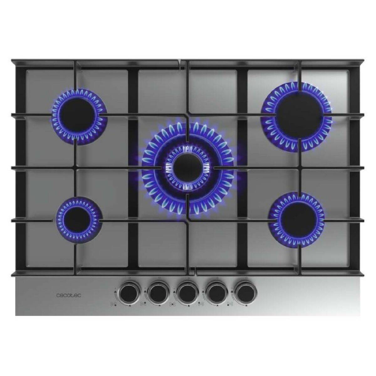 Cecotec Placa de gas Bolero Squad G 5400F 5 fuegos 10400W acero inox hierro fundido