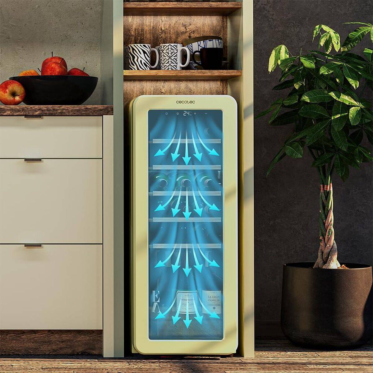 Cecotec Vinoteca GrandSommelier Origin 24 Rojo, 24 botellas, LED, NoFrost, display, 92,8cm