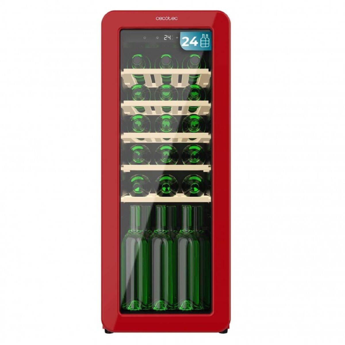 Cecotec Vinoteca GrandSommelier Origin 24 Rojo, 24 botellas, LED, NoFrost, display, 92,8cm