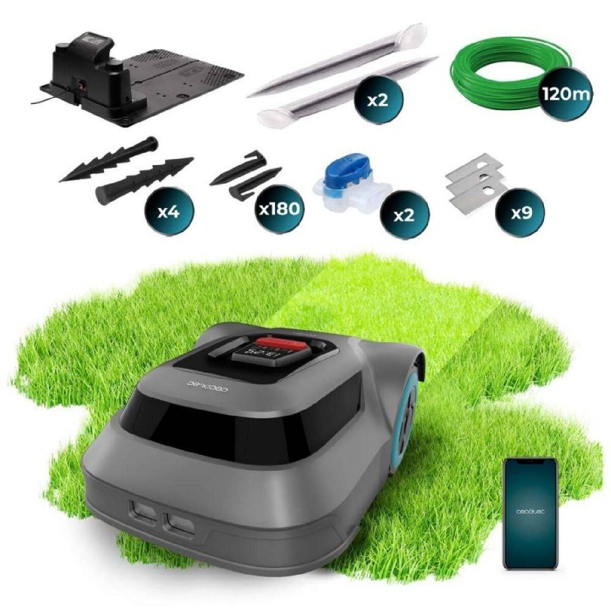 Cecotec Robot cortacésped GrassHopper 500 Map Connected Wi-Fi 500m² 50W batería
