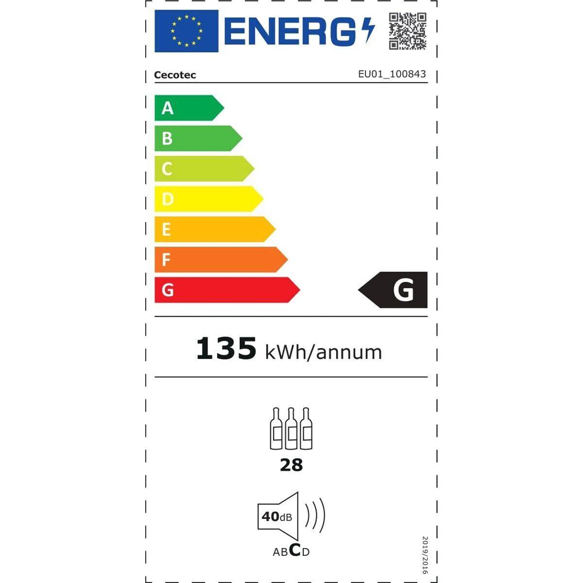 Cecotec Vinoteca integrable 28 botellas BI 28000 Touch Black, compresor, display LED, negro