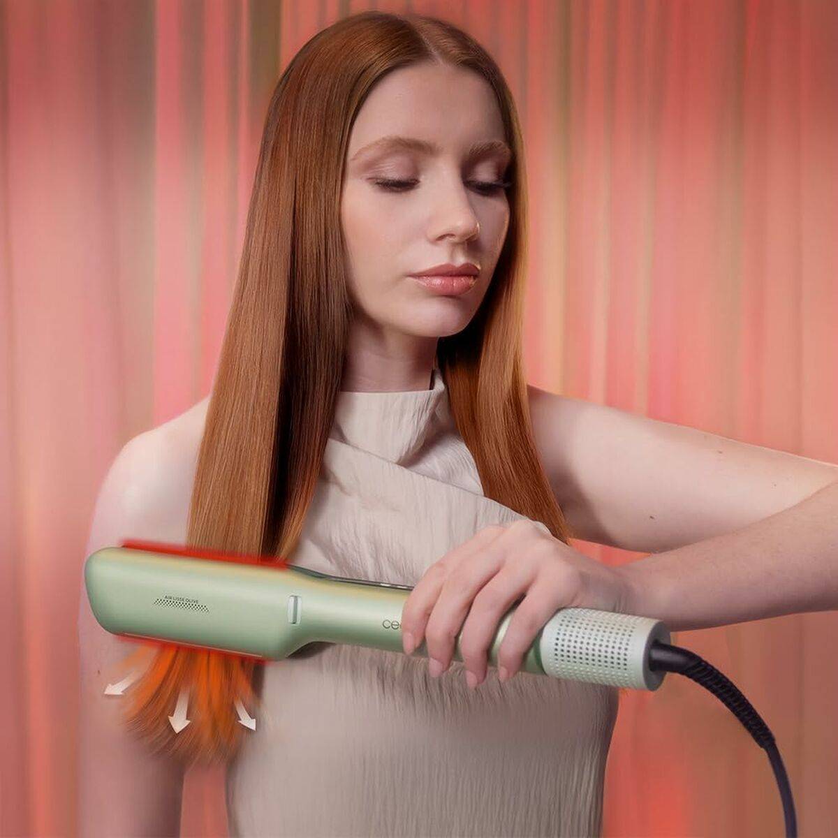 Cecotec Plancha de Pelo Air Lisse Champagne 45W Ionic Keratina Pantalla Apagado Auto
