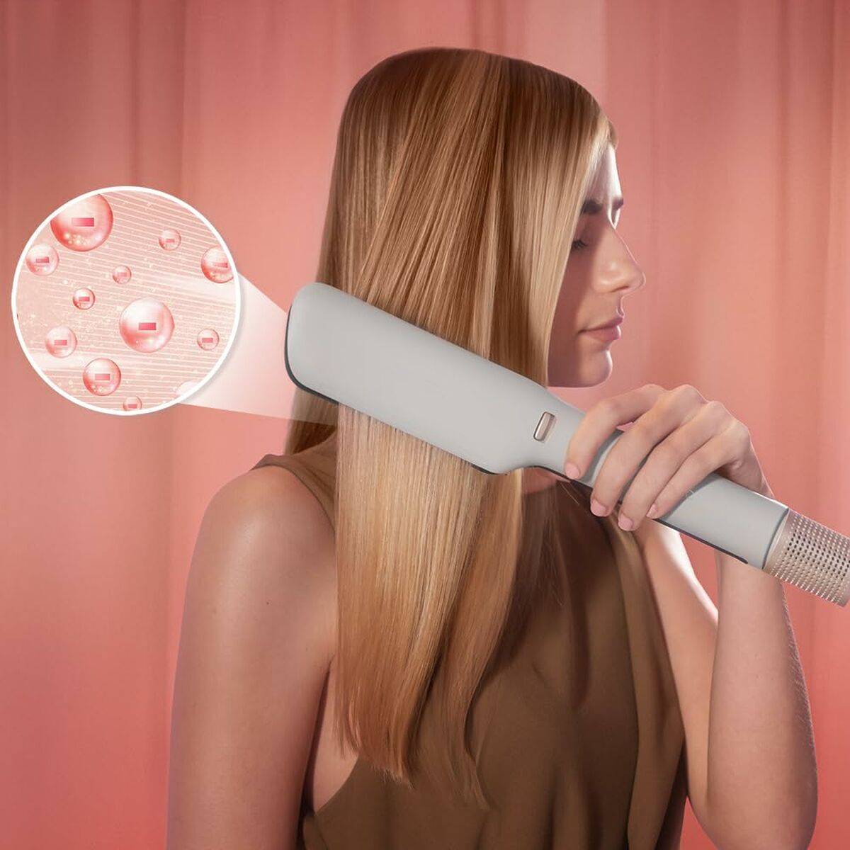Cecotec Plancha de Pelo Air Lisse Champagne 45W Ionic Keratina Pantalla Apagado Auto