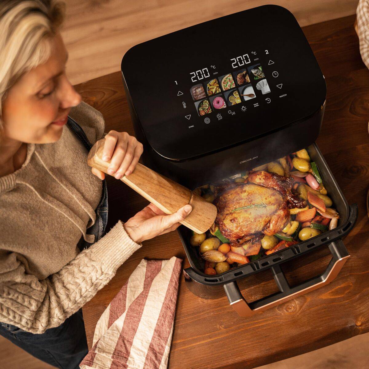 Cecotec Freidora de Aire 11L 2900W Cecofry&Grill Smokin' 11000 acero inoxidable negro