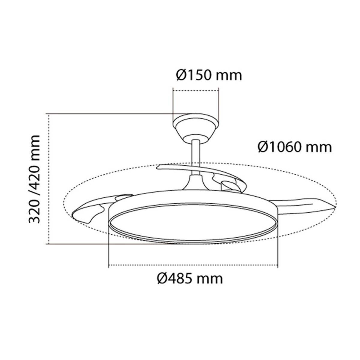Ventilador de Techo con Luz CristalRecord Negro 43 W (3000 K) (4000 K)
