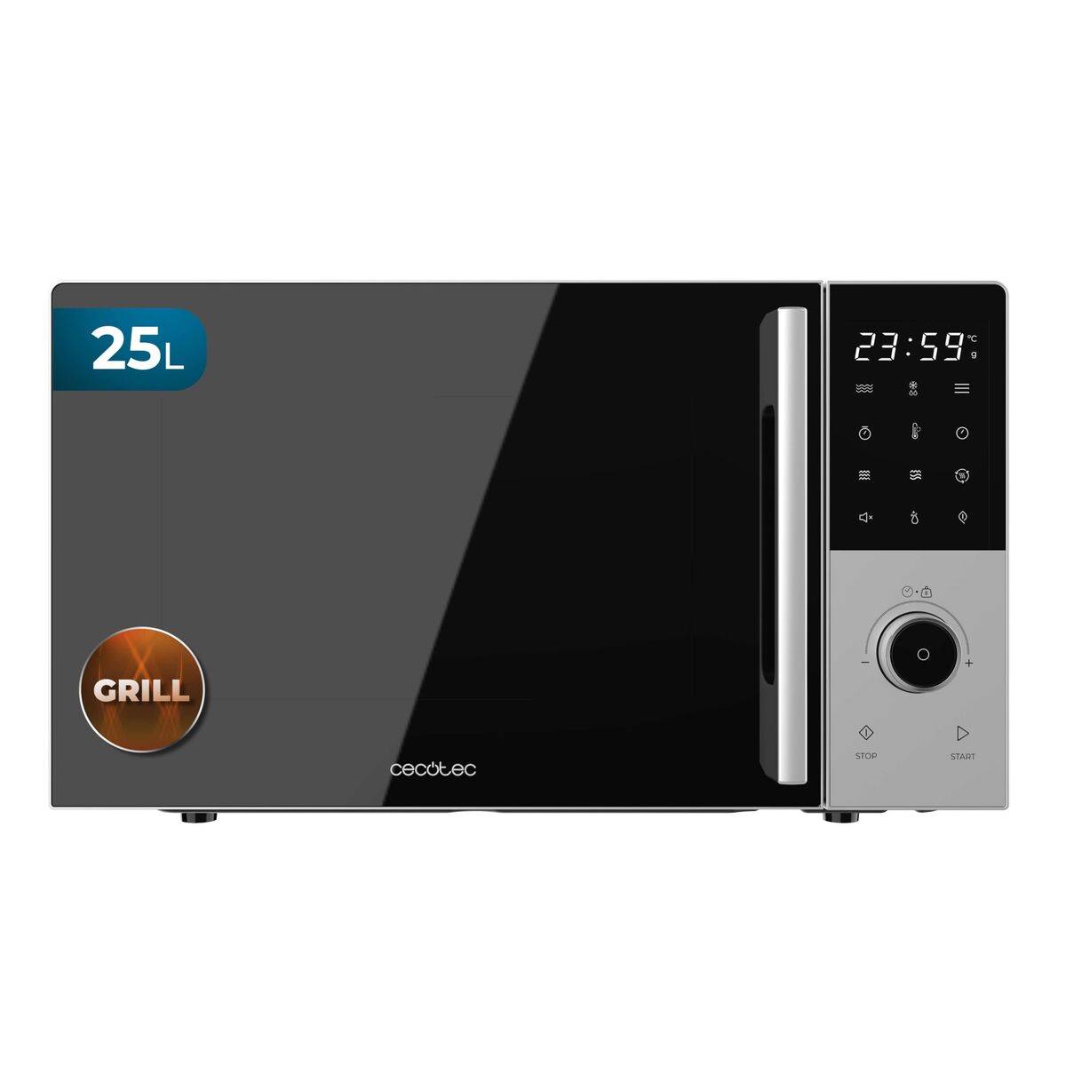 Cecotec Microondas con Grill Proclean 2500 25L Negro 2200W Digital Inox Temporizador