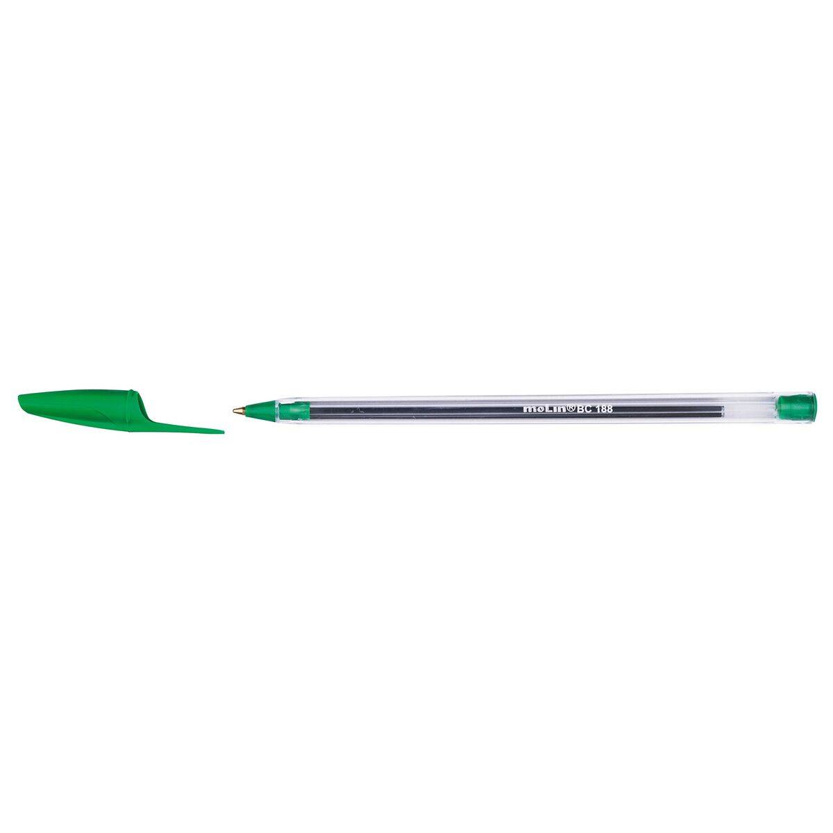 Bolígrafo Molin BASIC CRISTAL BALL Transparente 1 mm Verde 50 Unidades