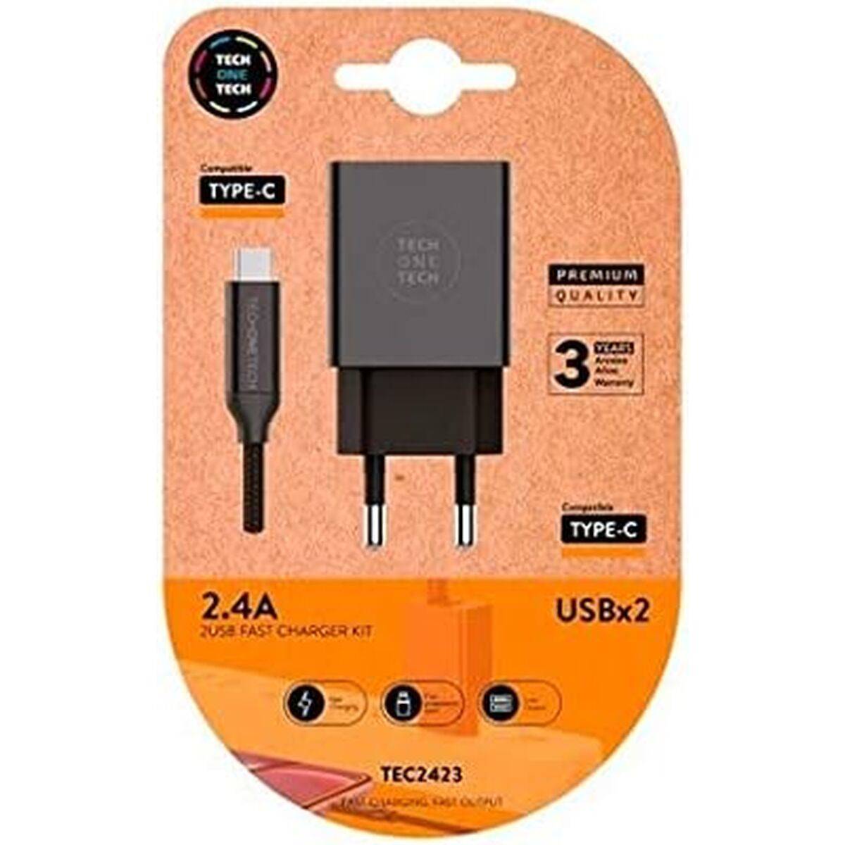 Cargador de Pared Tech One Tech TEC2423 Negro