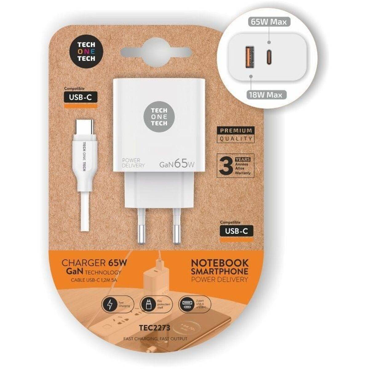 Cargador de Pared + Cable USB-C Tech One Tech TEC2273