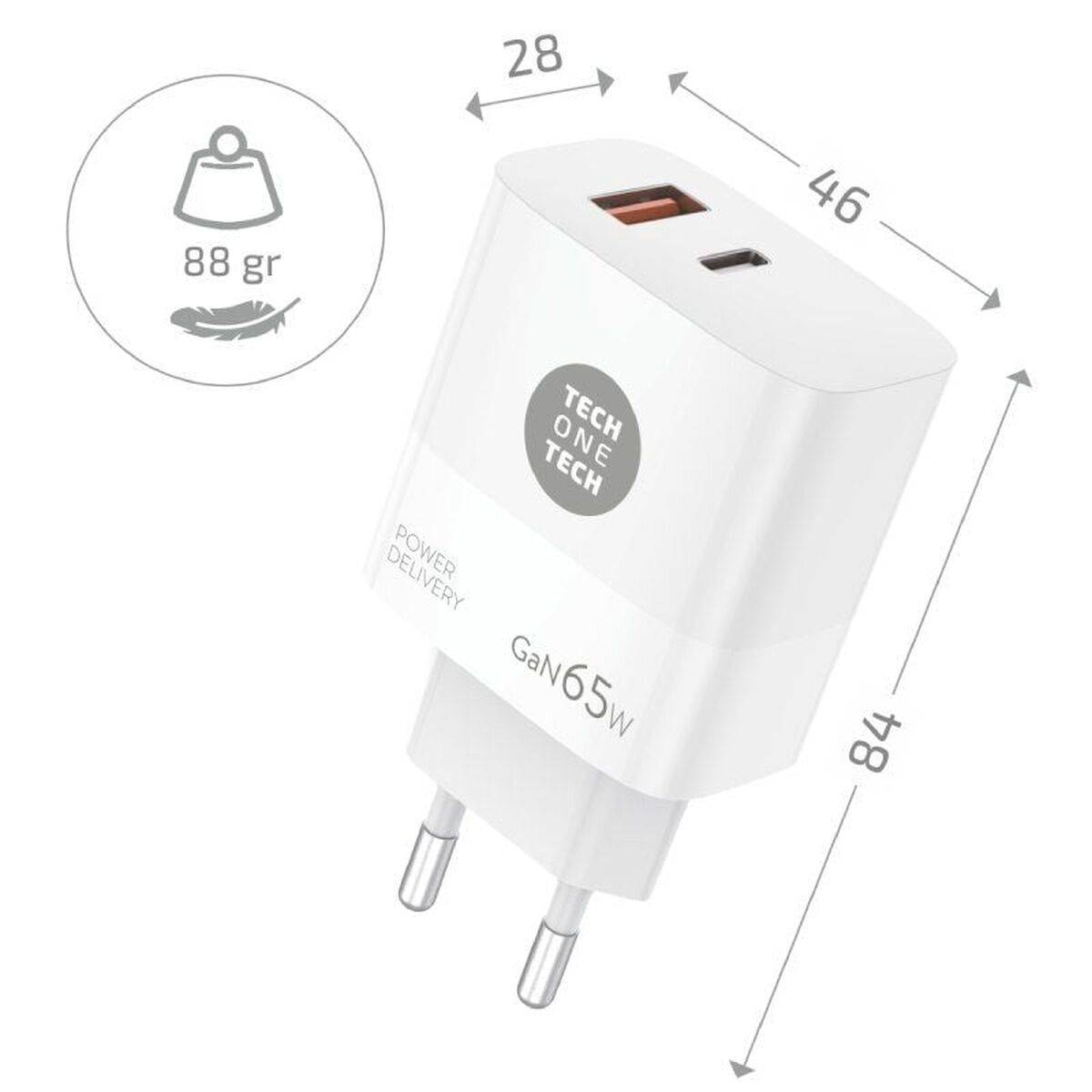 Cargador de Pared + Cable USB-C Tech One Tech TEC2273