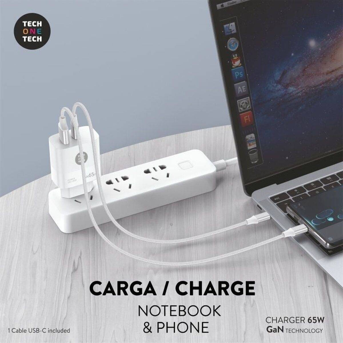 Cargador de Pared + Cable USB-C Tech One Tech TEC2273