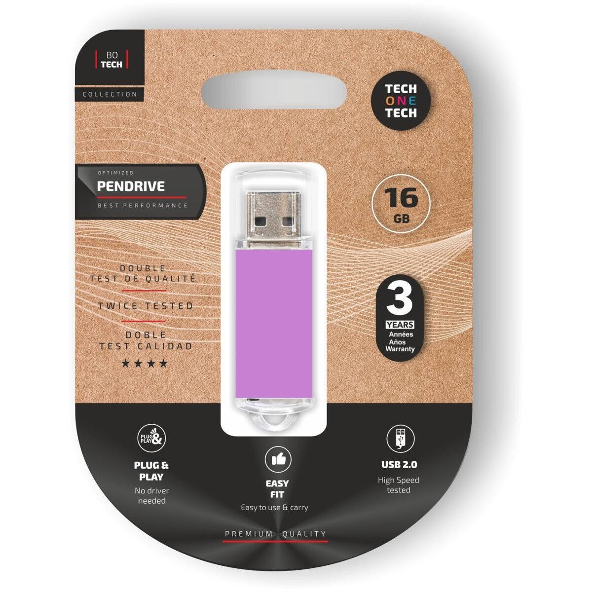 Memoria USB Tech One Tech Basic Púrpura 16 GB