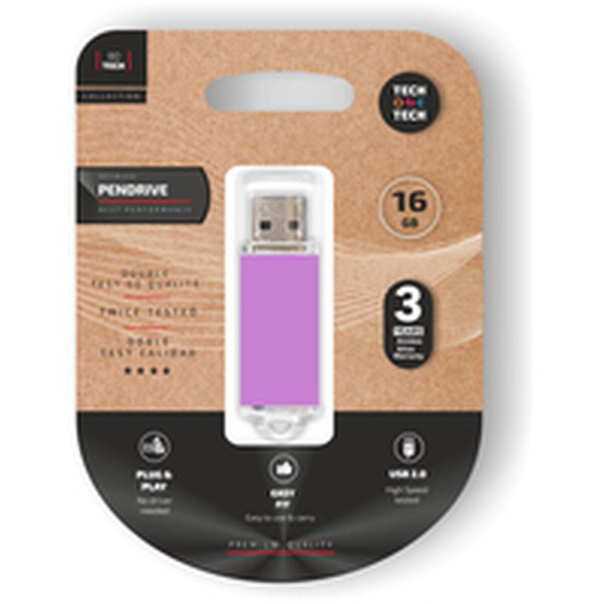 Memoria USB Tech One Tech Basic Púrpura 16 GB