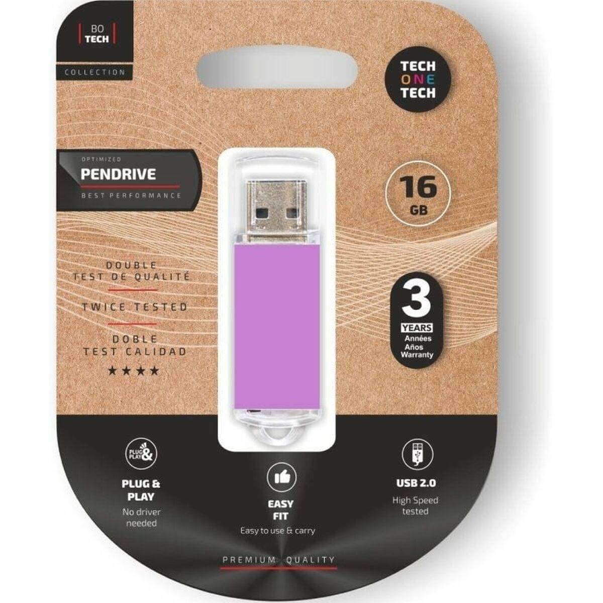 Memoria USB Tech One Tech Basic Púrpura 16 GB