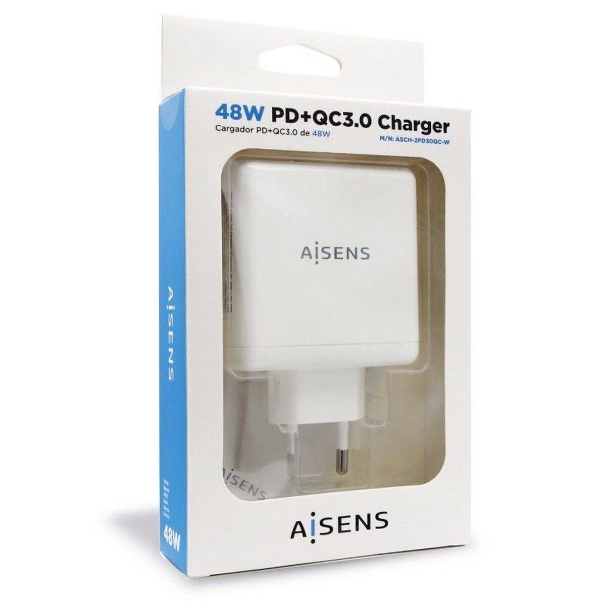 Cargador USB Pared Aisens ASCH-2PD30QC-W 48 W Blanco