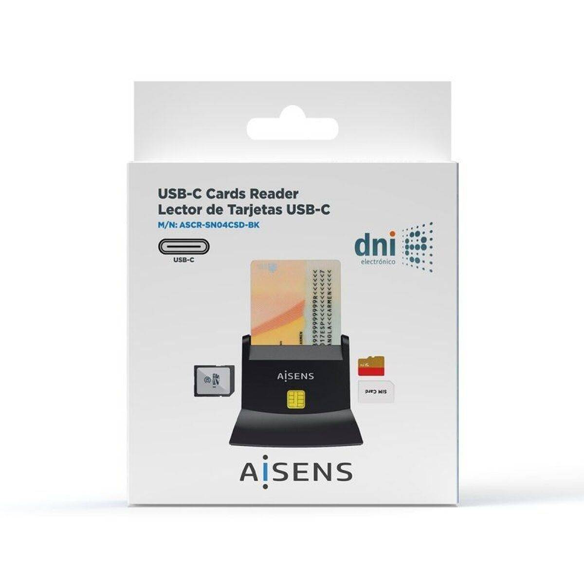 Lector de Tarjetas DNI/SIP Aisens ASCR-SN04CSD-BK