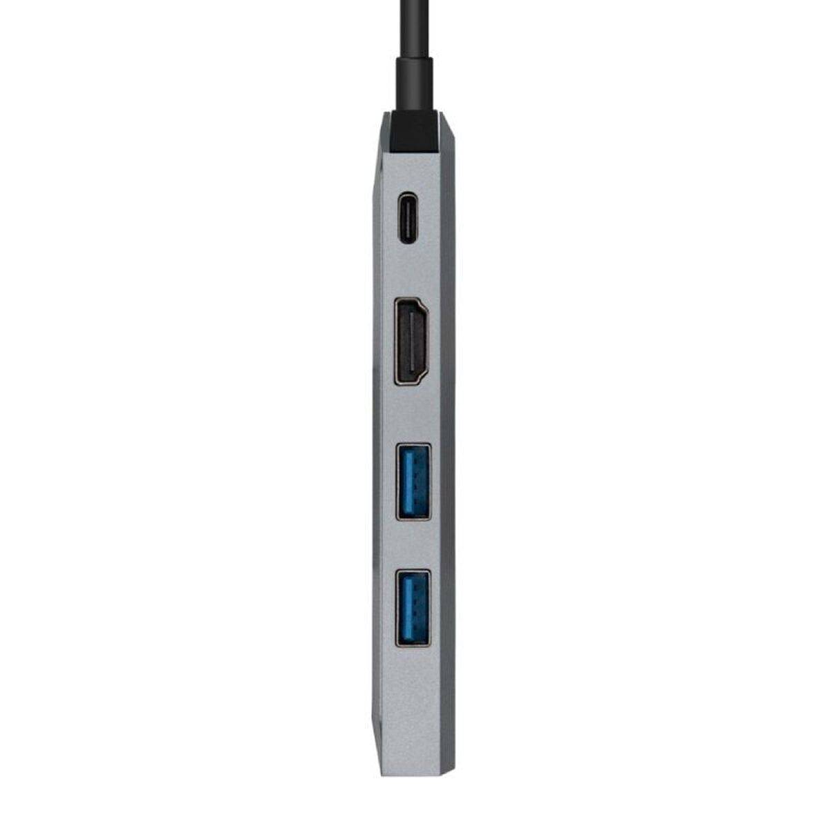 Hub USB-C Aisens ASUC-5P003-GR Negro Gris 100 W