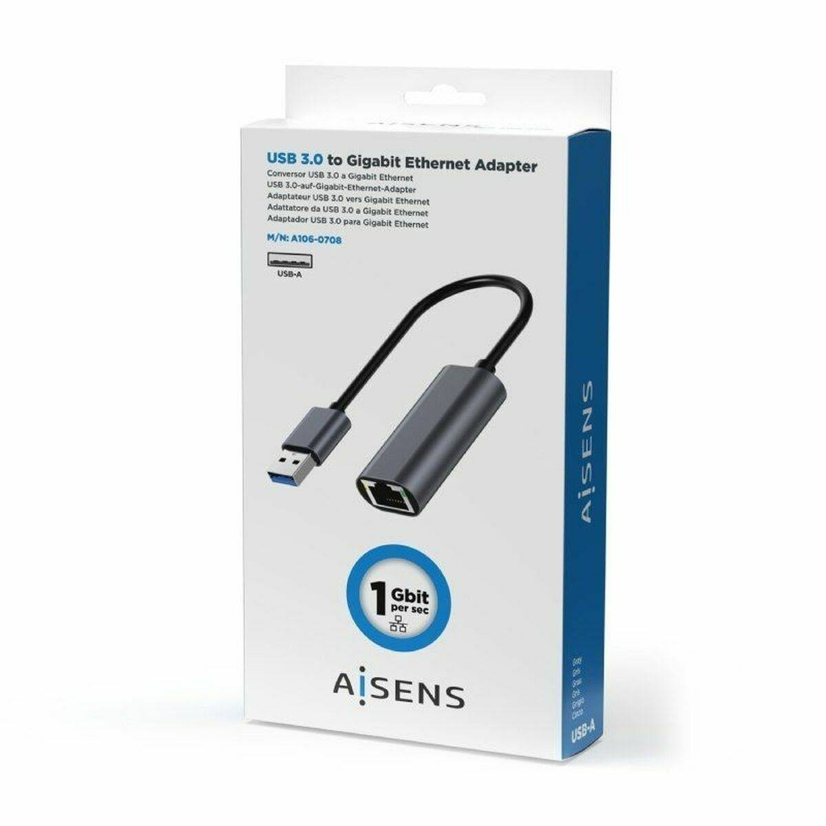 Adaptador USB a Ethernet Aisens A106-0708 Gris