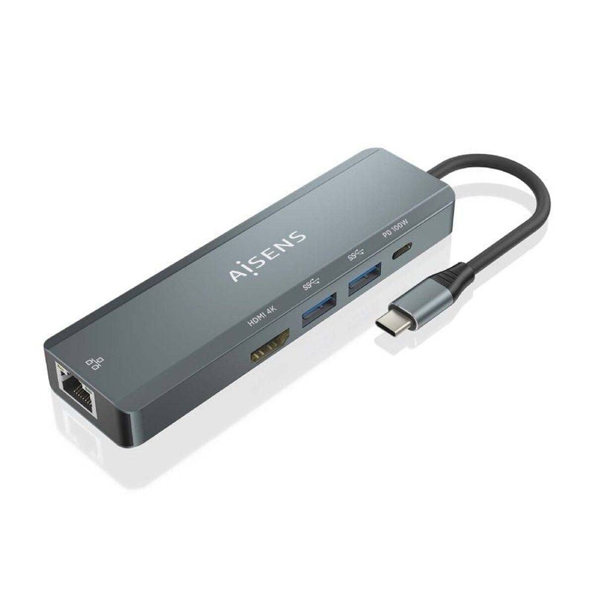 Hub USB Aisens ASUC-5P011-GR Gris Multicolor 100 W