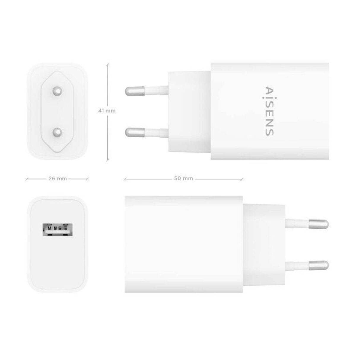 Cargador de Pared Aisens A110-0853 Blanco Multicolor 50 W