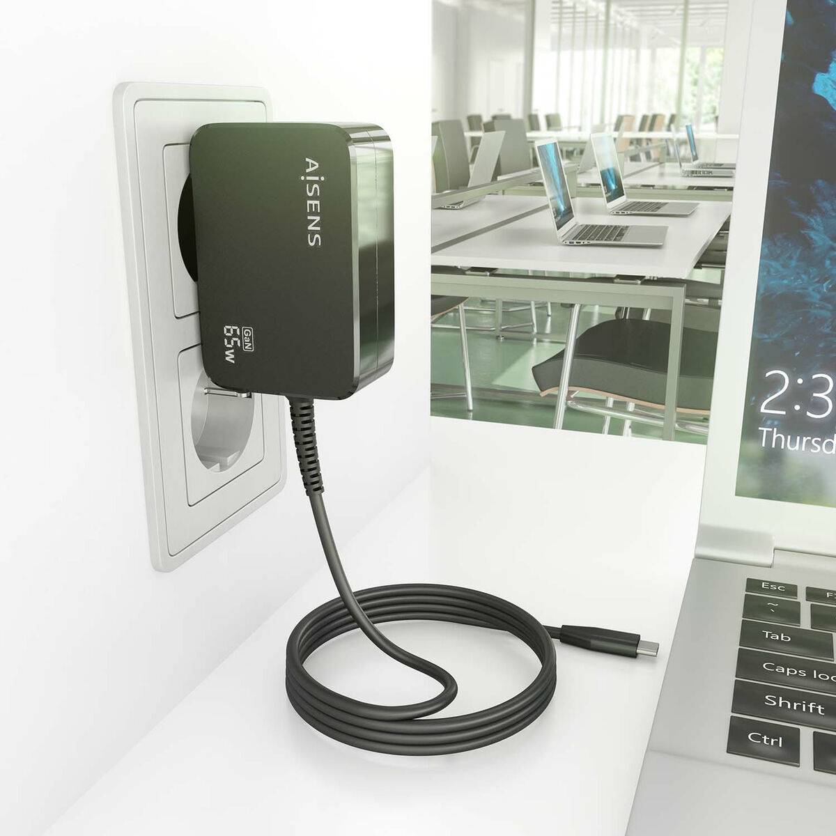 Cargador de Pared Aisens ASCH-1PD65WL033-BK Negro 65 W