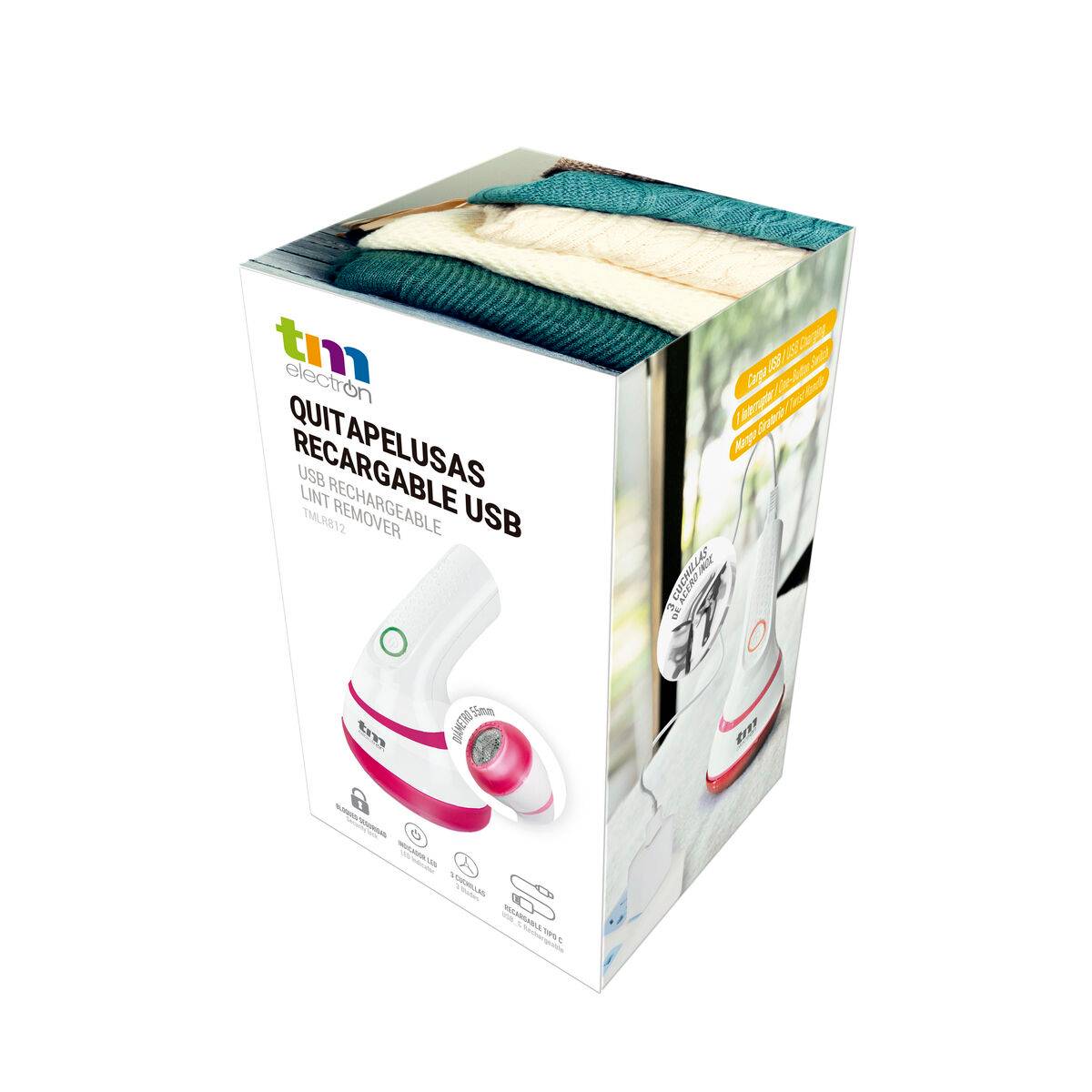 Quitapelusas Eléctrico Recargable TM Electron Blanco Compacto