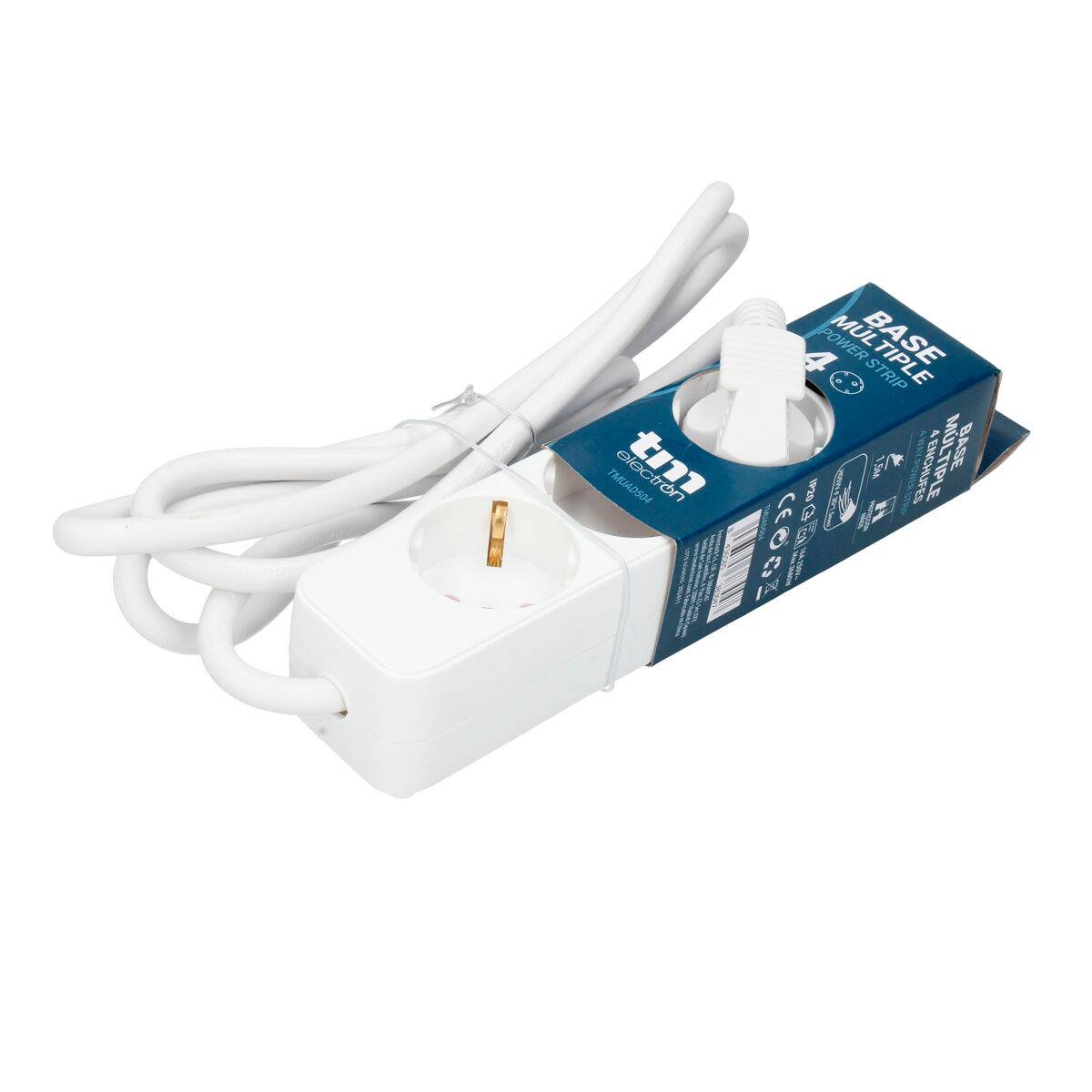 Regleta Enchufes 4 Tomas sin Interruptor TM Electron TMUAD504 Blanco 3680 W (1,5 m) (4 Unidades)