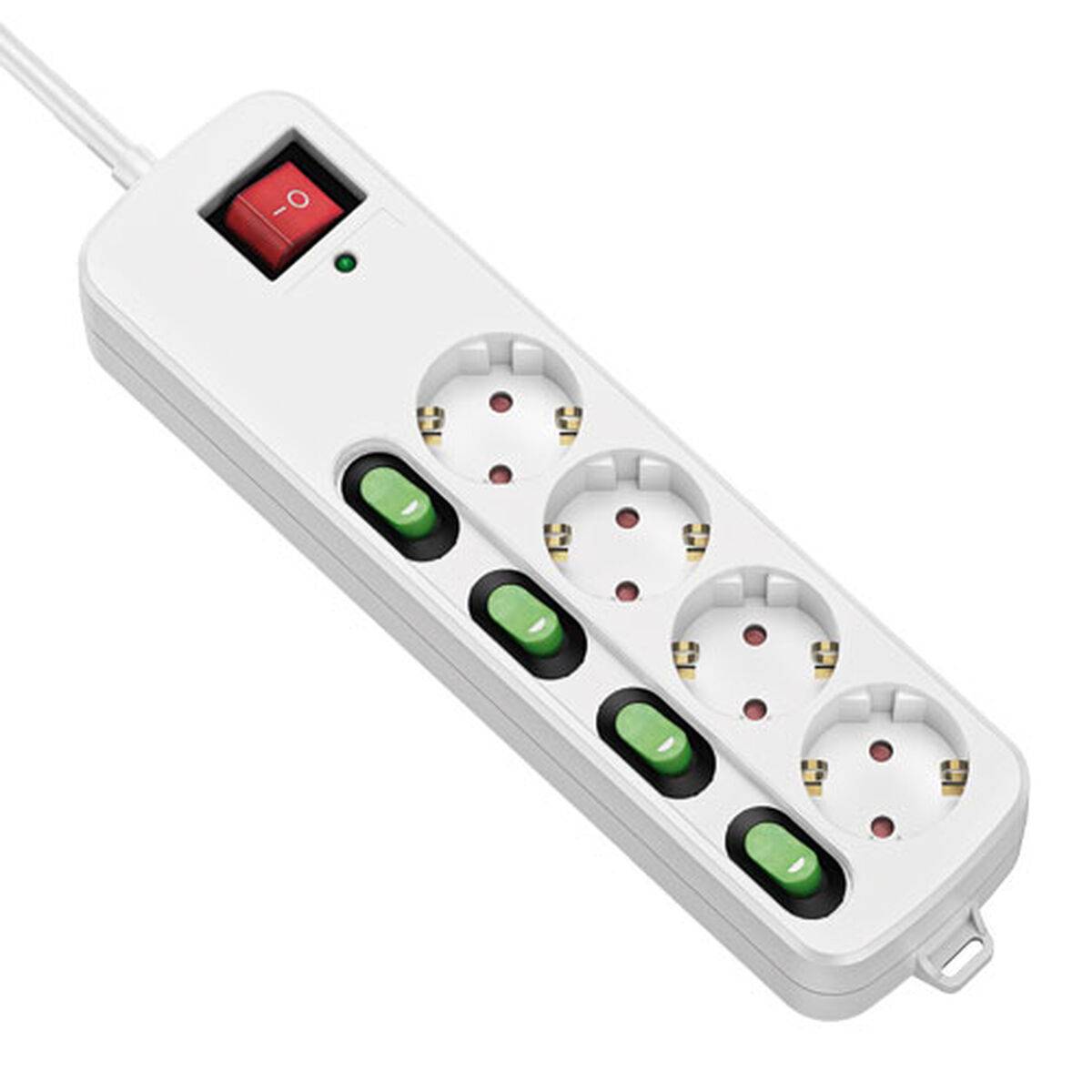 Regleta Enchufes 4 Tomas sin Interruptor TM Electron TMUAD554 Blanco 3680 W (1,5 m)
