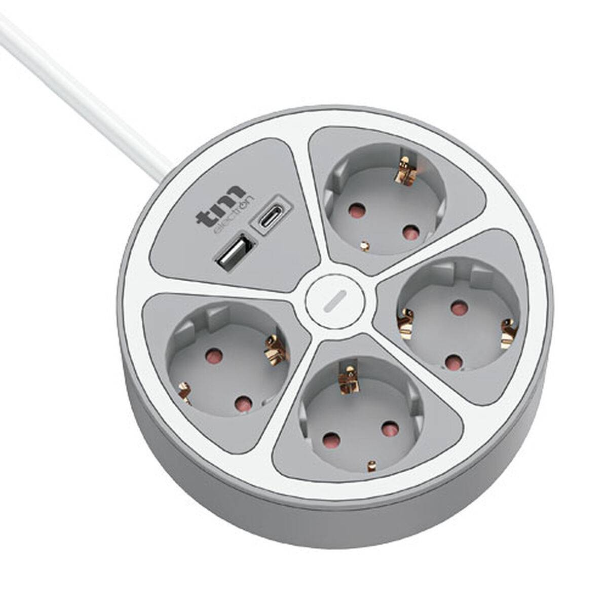 Regleta Enchufes 3 Tomas con Interruptor TM Electron TMUAD554CB Blanco Gris 3680 W 30 W (1,5 m)