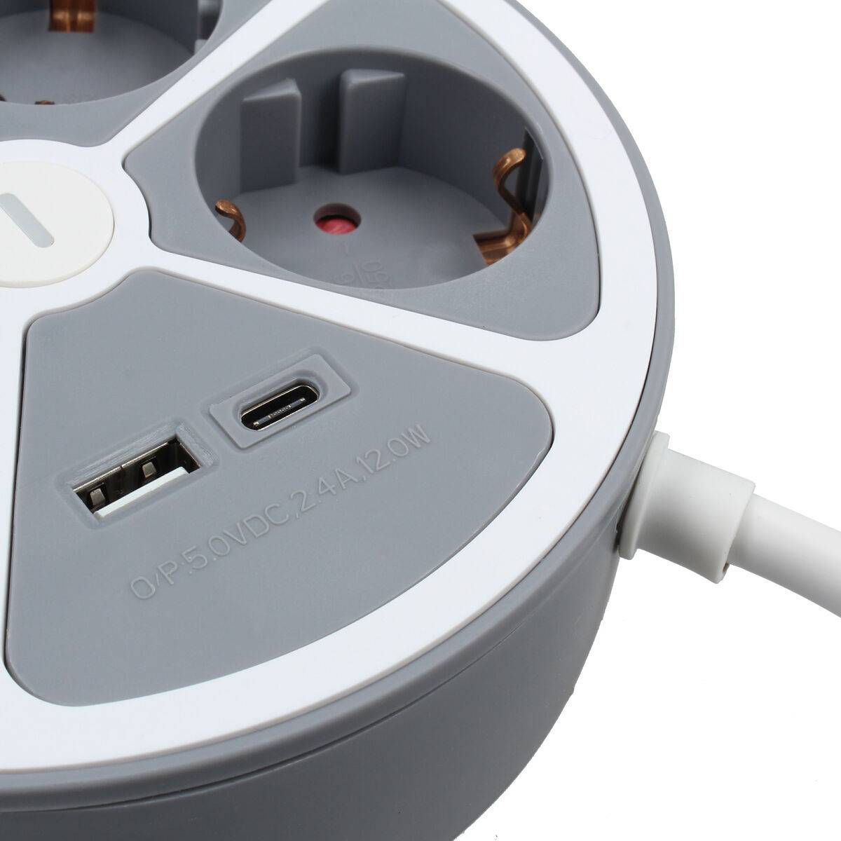 Regleta Enchufes 3 Tomas con Interruptor TM Electron TMUAD554CB Blanco Gris 3680 W 30 W (1,5 m)
