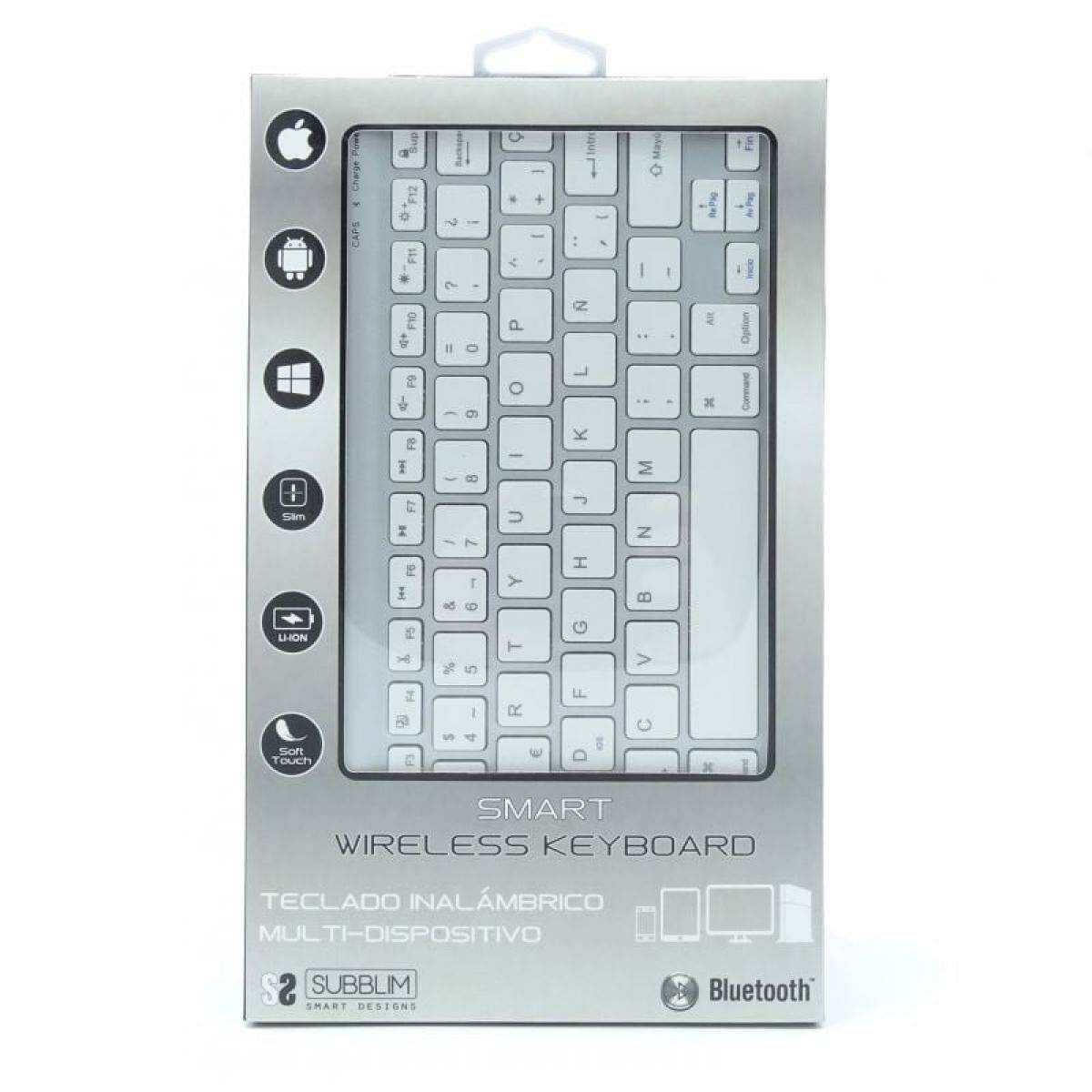 Teclado Bluetooth Subblim SUB-KBT-SM0001 Azul Plateado Qwerty Español