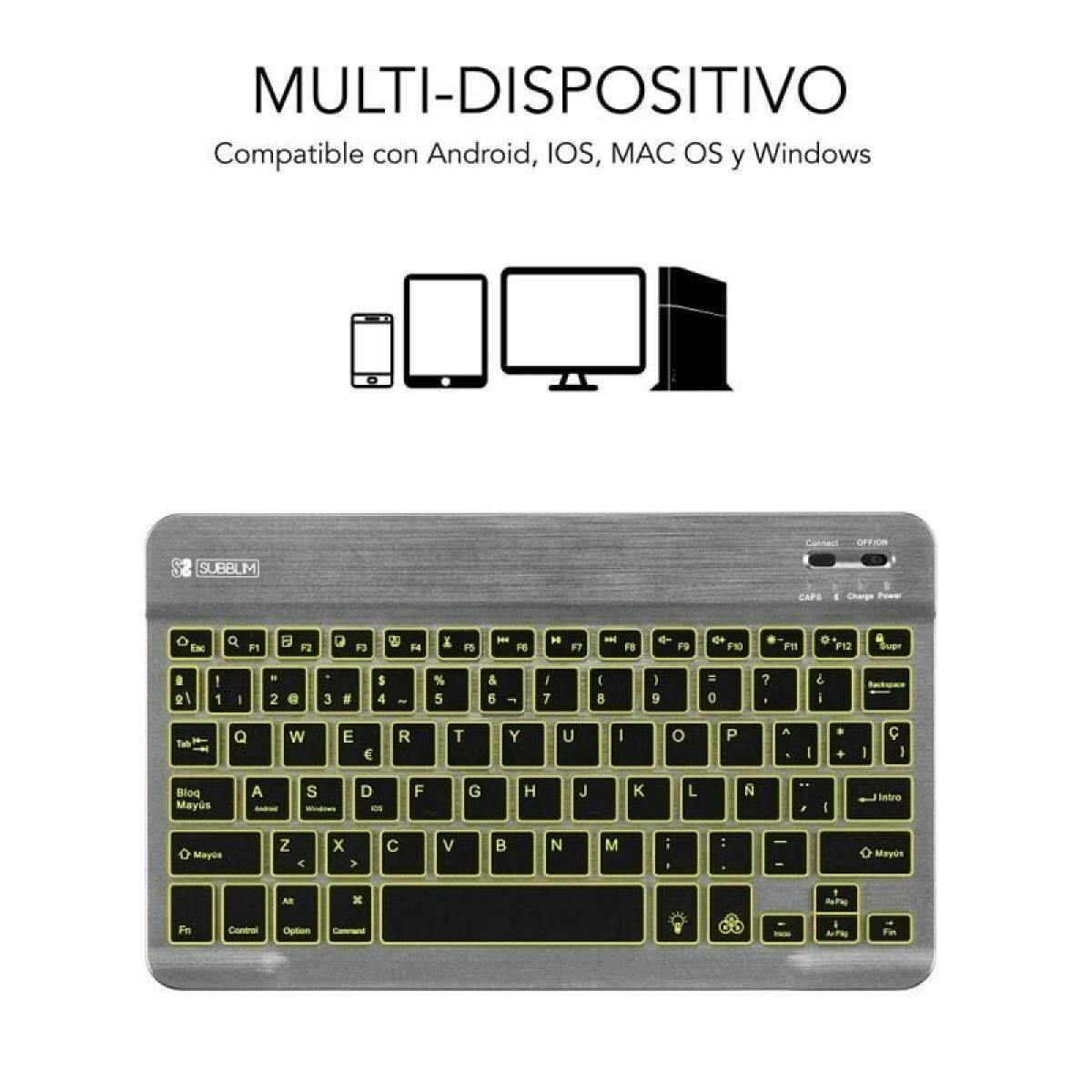 Teclado Bluetooth Subblim SUB-KBT-SMBL31 Gris Qwerty Español