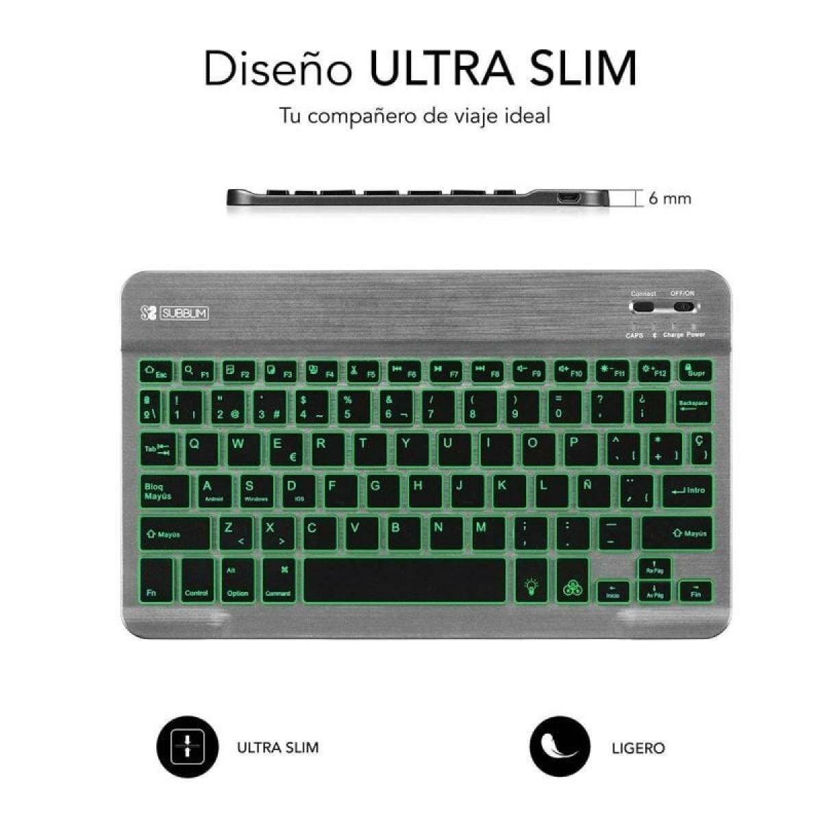 Teclado Bluetooth Subblim SUB-KBT-SMBL31 Gris Qwerty Español