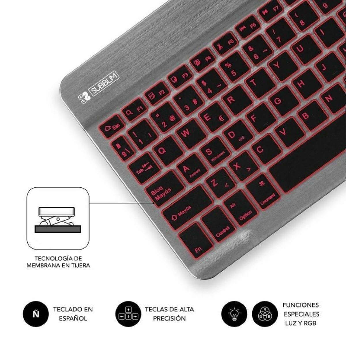 Teclado Bluetooth Subblim SUB-KBT-SMBL31 Gris Qwerty Español