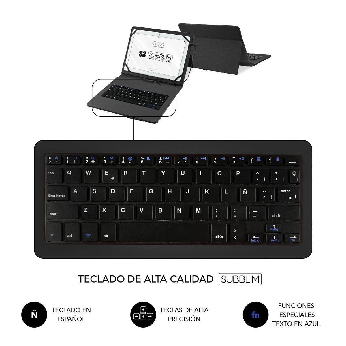Funda para Tablet y Teclado Subblim SUB-KT1-USB001 Negro Qwerty Español